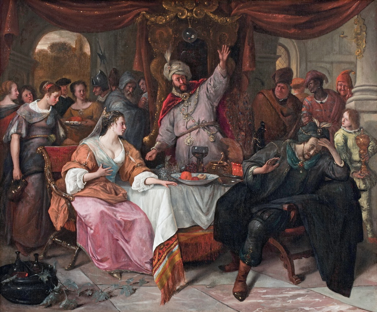 The wrath of Ahasuerus *oil on canvas *81,2 x 98,5 cm *indistinctly signed r. *circa 1668 - 1670